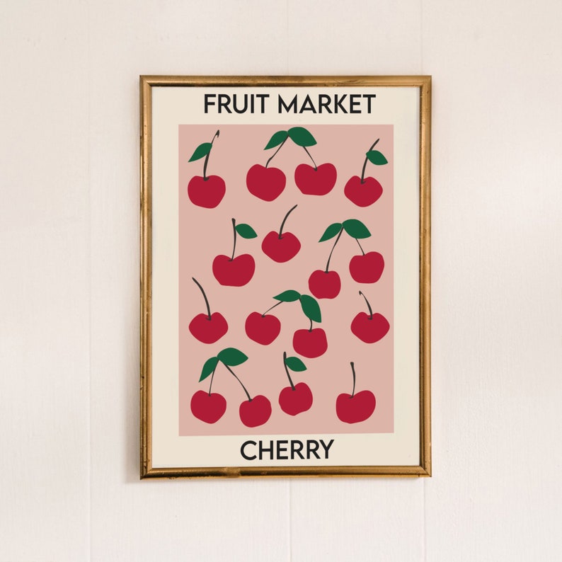 Fruit Market Poster, Cherry Print, Printable Wall Art, Abstract Art Print, Digital Download, Instant Download, Digital Illustration image 6