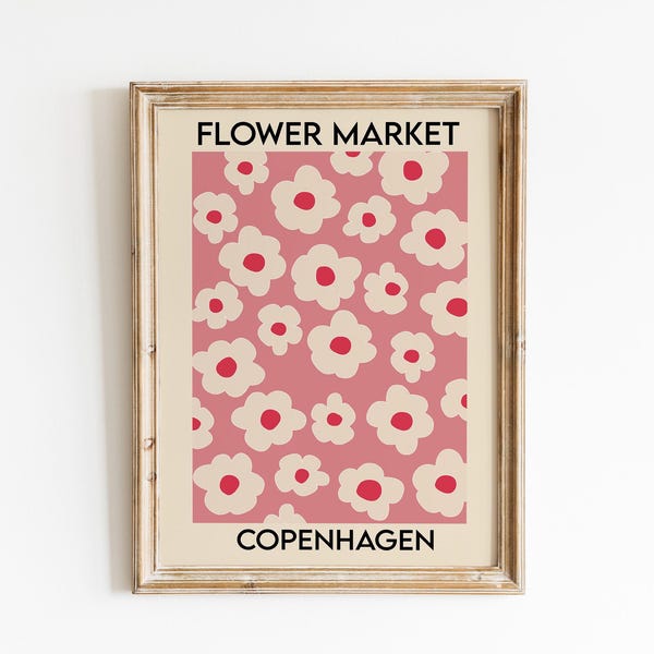 Flower Market Print, Flower Print, Botanical Print, Copenhagen Flower Market Print, Printable Wall Art, Copenhagen Print
