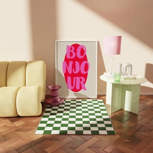 Bonjour Print Wall Art Trendy Typography Bonjour French Retro - Etsy