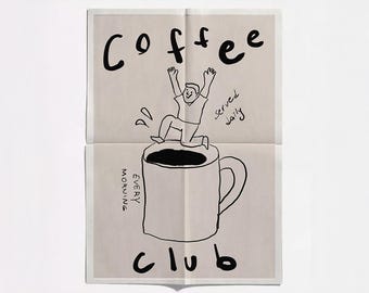 Coffee Club Kitchen Print: Modern Coffee Station Wall Art (Digital Download