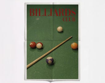 Retro Billiards Club Print: 70s Psychedelic Pool Ball Art (Digital Download