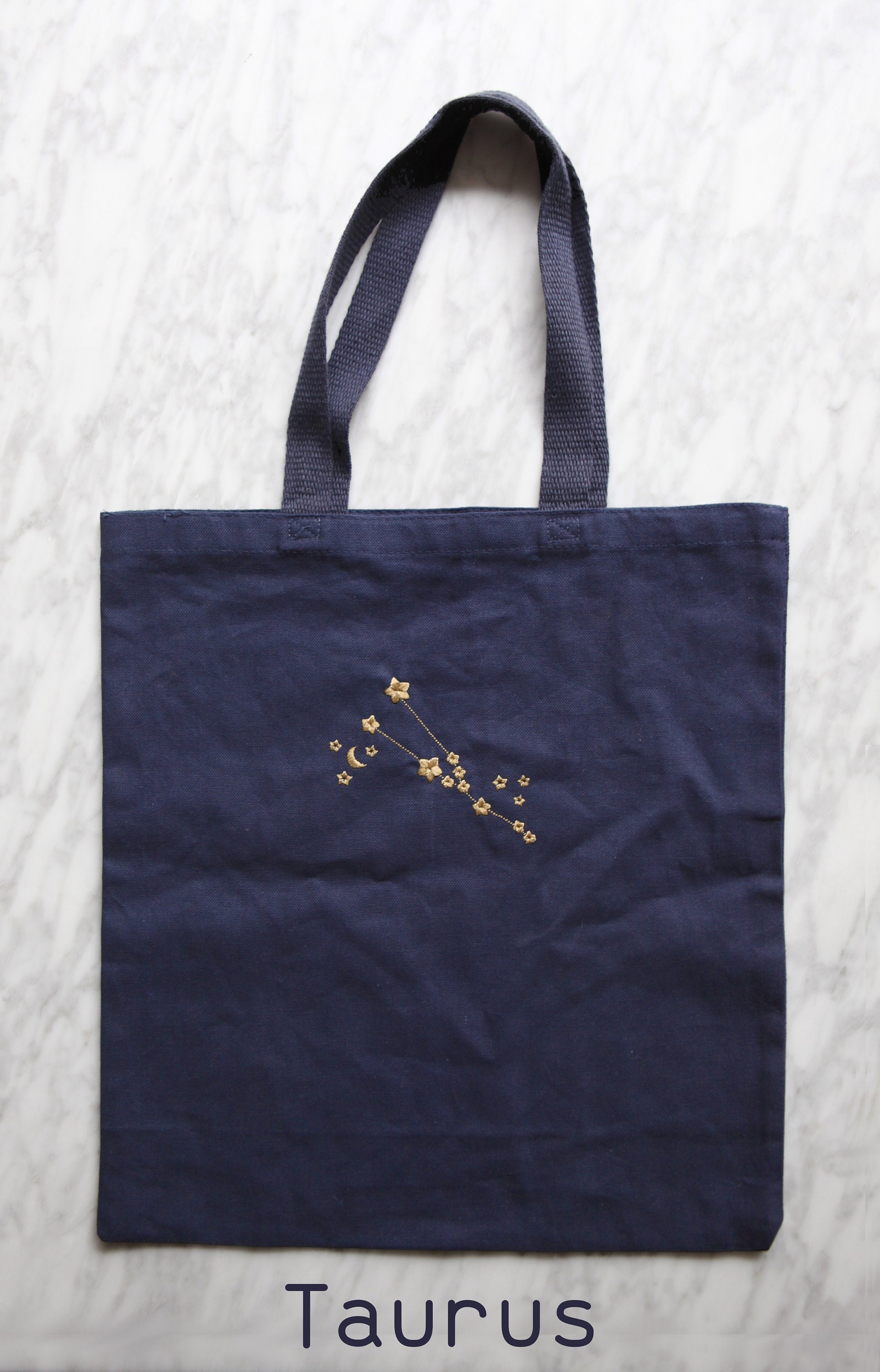 Zodiac Constellation Embroidered Tote Bag, Customized Bag, Reusable B…