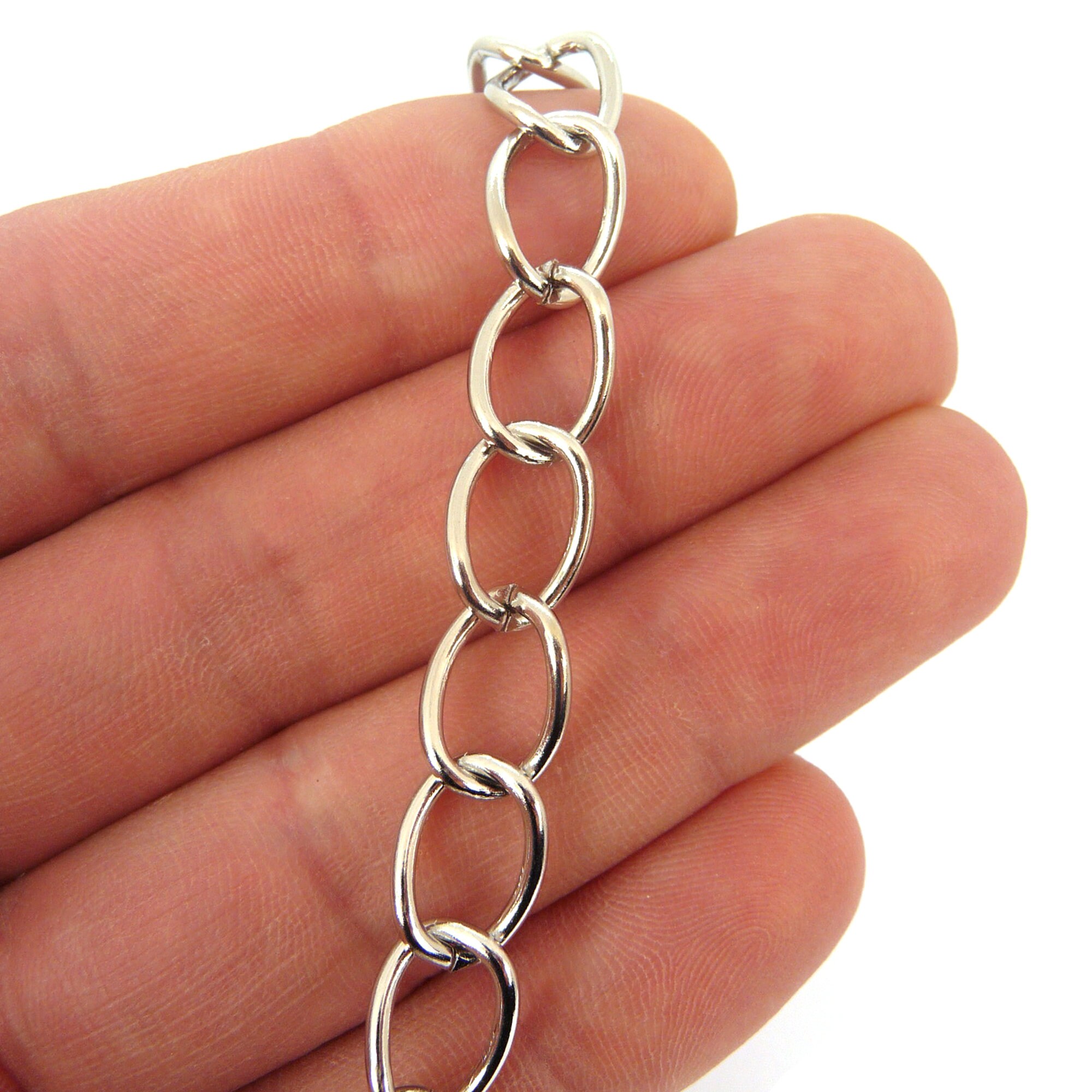 Sterling Silver Flat Oval Chain 3x4mm Italy Unfinished Bulk 10 Feet