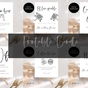 Wedding Reception Signs Templates Bundle, Bridal Shower Minimalist Table Sign Printables, Modern Reception, DIY Wedding Signs