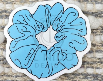 Blue Scrunchie Vinyl Sticker, Best Friend Gift, Laptop Decals, Cute Stickers, Decal, Stickers, kids stickers