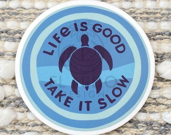 environ 10.16 cm Life Is Good Drapeau Rond Autocollant Decal 4 in