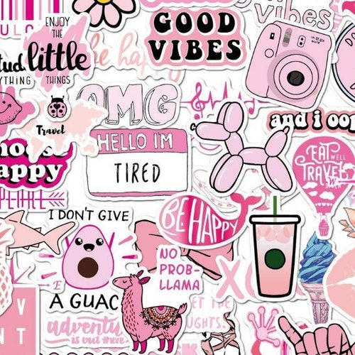 100 Pc Pink Sticker Pack VSCO Waterproof Stickers for Water - Etsy