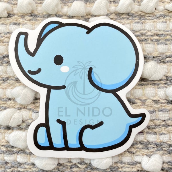 Blue Elephant Vinyl Sticker, Best Friend Gift, Laptop Decals, Cute Stickers, Decal, Stickers, kids stickers