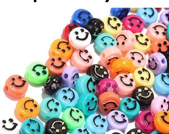 100pcs Smiley Faces 9mm/0.35in Perfect for Heishi Beads Clay Disc, Polymer Clay Beads, Bracelet Making Kit