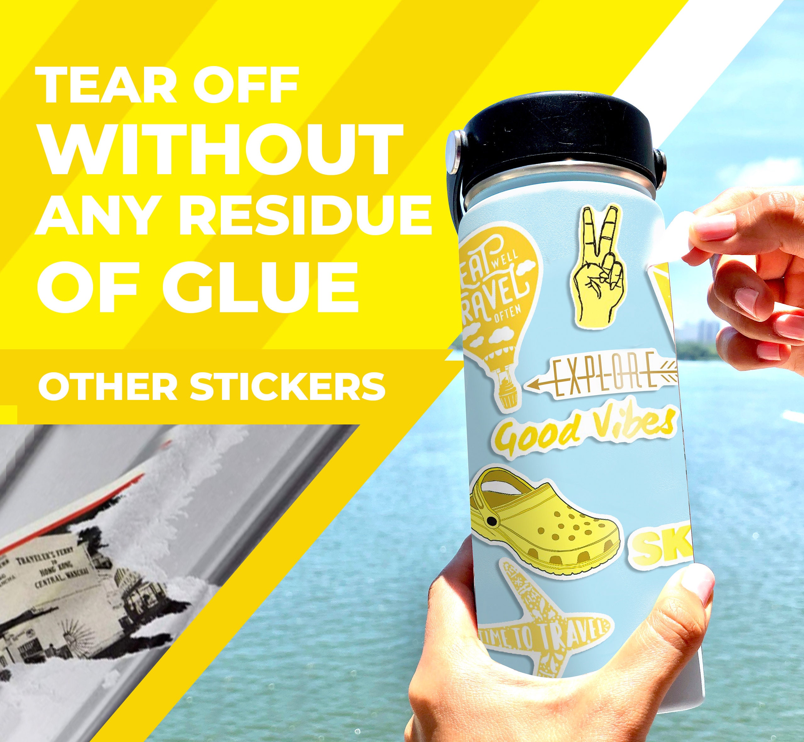 100 Yellow Water Bottle Stickers Aesthetic Cute Yellow Etsy