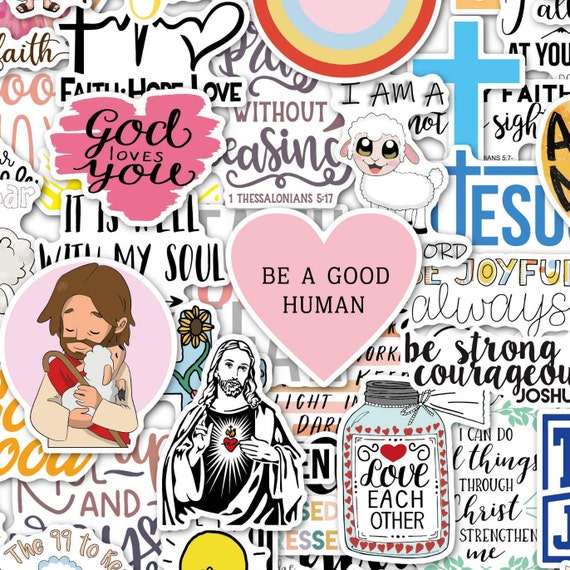 100 Christian Sticker Pack Water Bottle Stickers Jesus Stickers Laptop  Scrapbook Stickers Cute Vinyl Stickers Faith Stickers. 