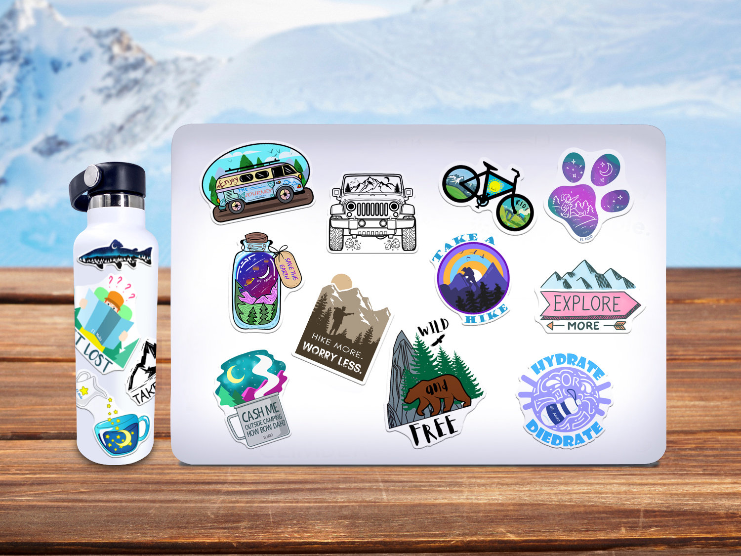 BulbaCraft 100 Pcs Mountain Stickers for Water Bottle, Outdoor Stickers,  Camping Stickers, Adventure Stickers, Nature Stickers, Mountain Car  Stickers