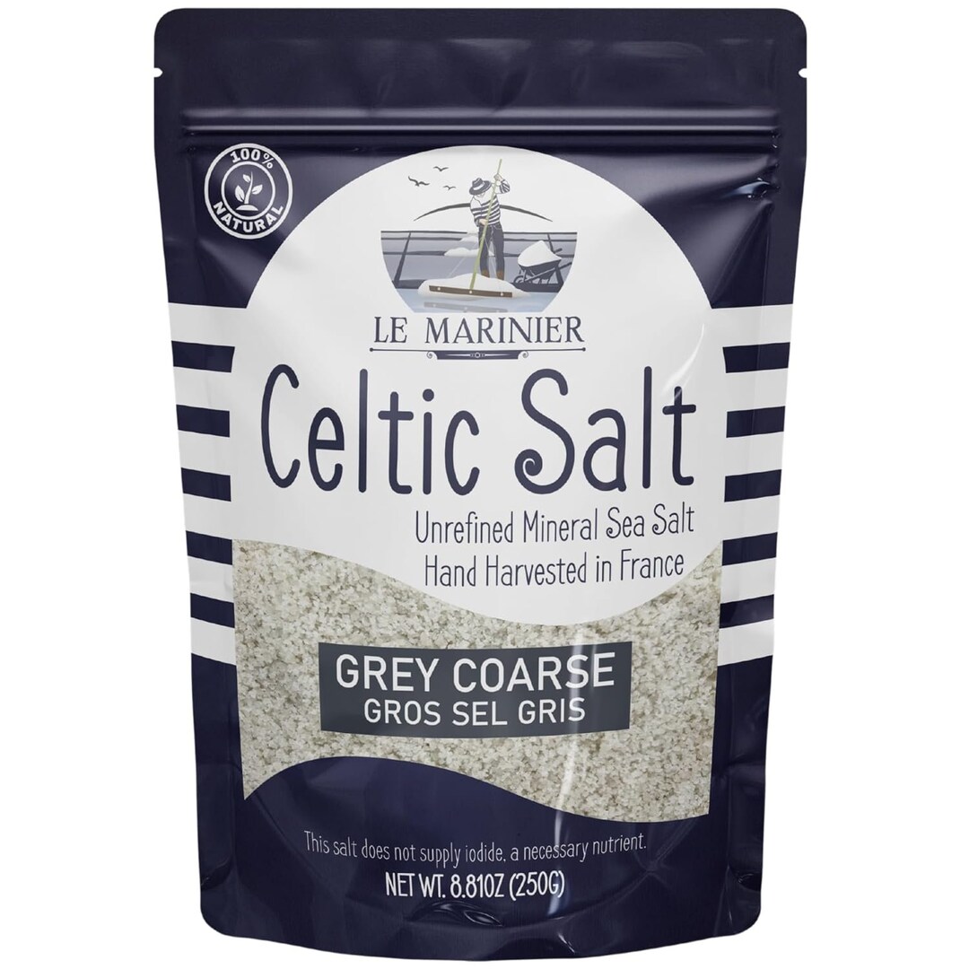 Le Marinier Celtic Salt Organic Grey Coarse, 5lb Mineral Rich 100 Natural Unrefined French Sea Salt Organic Hand Harvested Mineral Sea Salt Sal Celtic