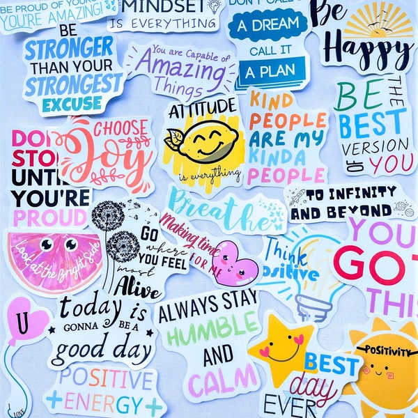 100 Positive Stickers Inspirational Affirmative.  Motivational Mental Health Stickers Hydroflask Water Bottle Stickers Quote Laptop Stickers