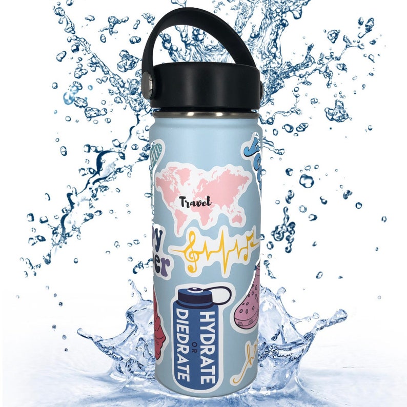 100 Water Bottle stickers multicolor Vsco Stickers Cute Etsy