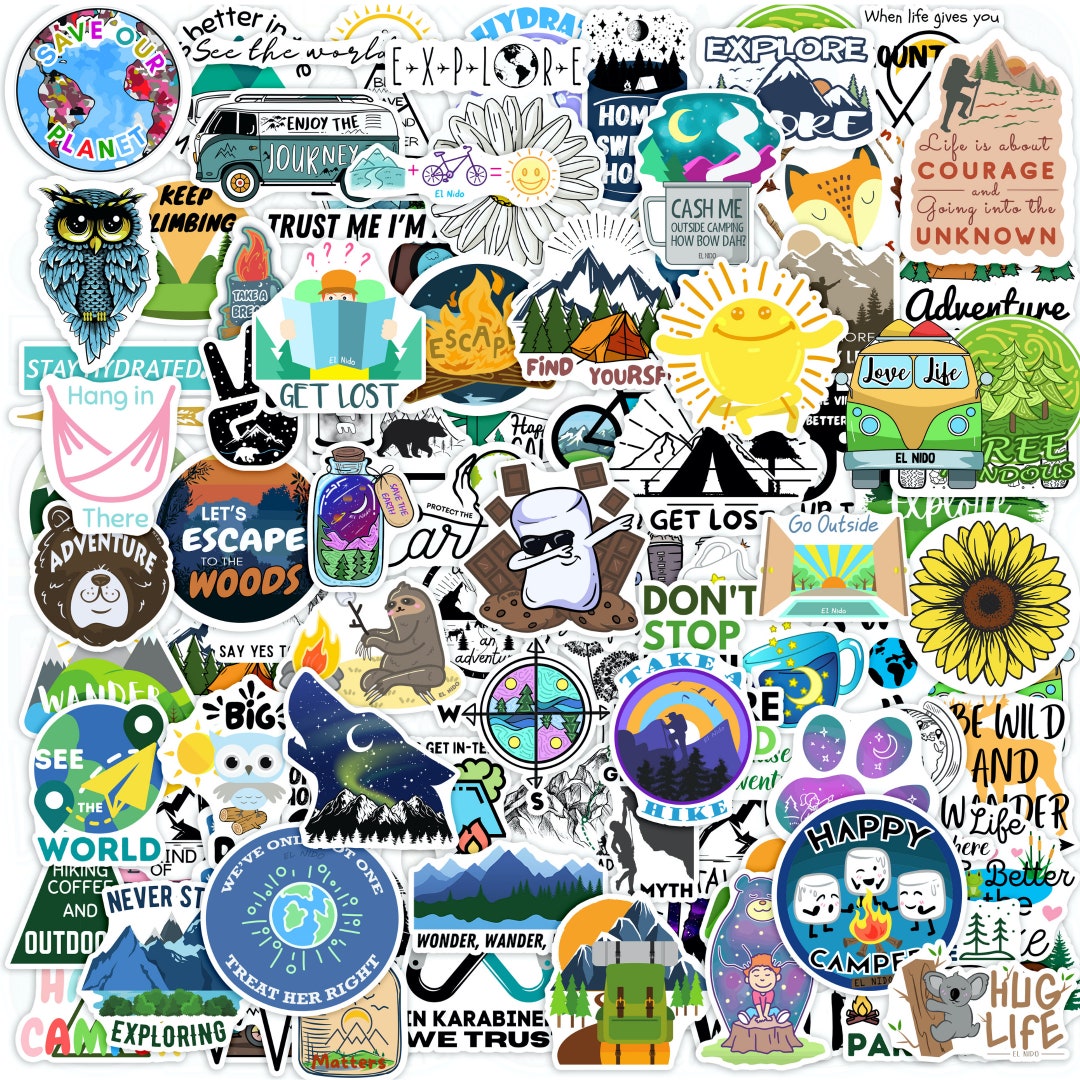 5-100 Outdoor Camping Stickers Mountain Adventure Waterproof Sticker ...