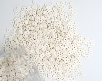 4000 White Clay Beads for Bracelet Making Kit Flat Round Polymer Clay Beads 6mm