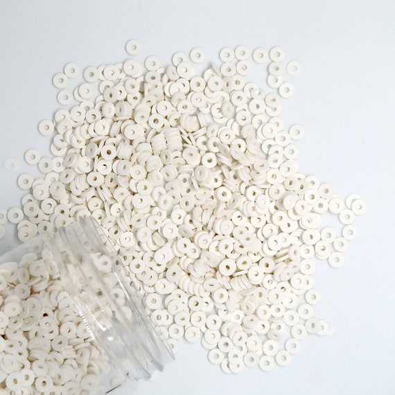 4000 White Clay Beads for Bracelet Making Kit Flat Round Polymer