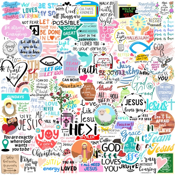 5-100 Jesus Motivational Sticker pack Christian Vinyl Stickers Bible verses Faith waterproof stickers. Religious Sticker.