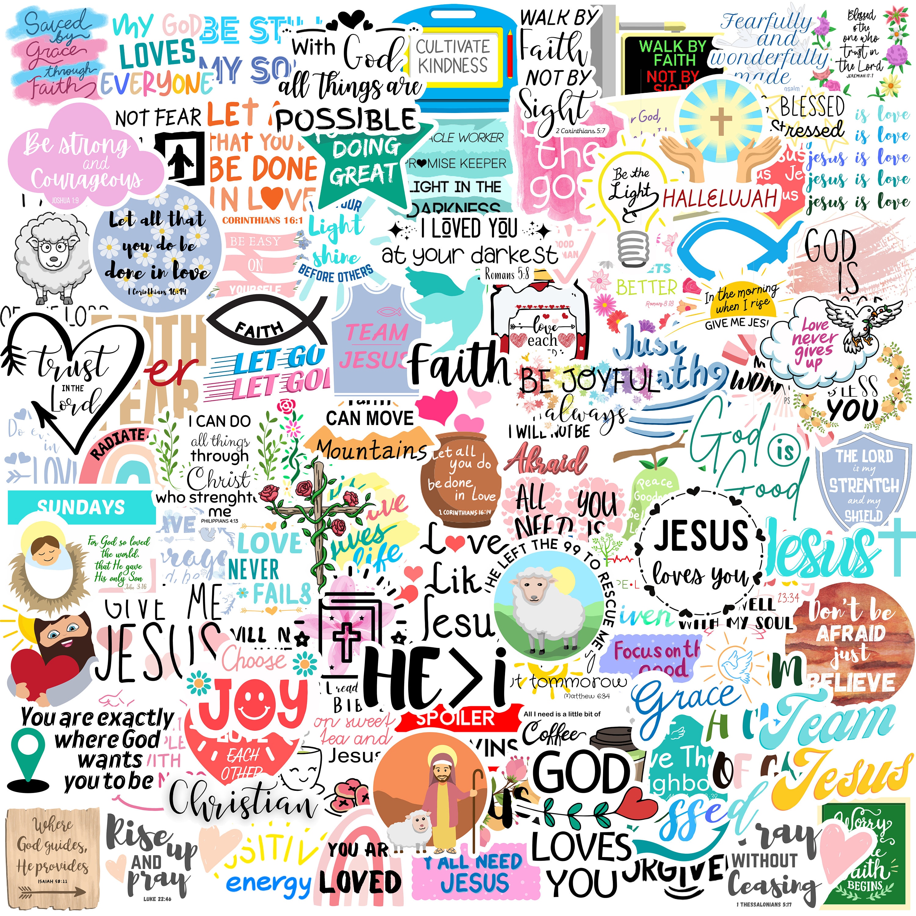 Jesus Phrase Inspirational Stickers 100PCS, Christian Bible Verse Stickers  for Scrapbooking Water Bottle Phone Cars Laptop, Religious Faith Scripture  Stickers for Journaling Supplies for Adults Kids : : Electronics
