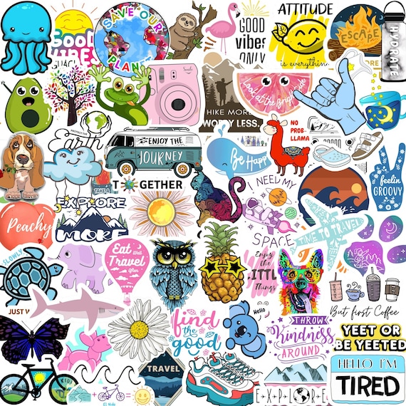 Five and 2 100 Pack Water Bottle Stickers Waterproof Stickers VSCO  Stickers, Hydroflask Stickers Waterproof, Laptop Stickers, Vinyl Stickers  for Water