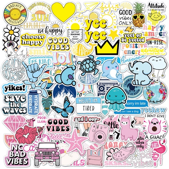 100 Cute Sticker Pack for Water Bottles Stickers for Teens and Kids Cute  Stickers Waterproof Vinyl Stickers Aesthetic Pack Vsco 