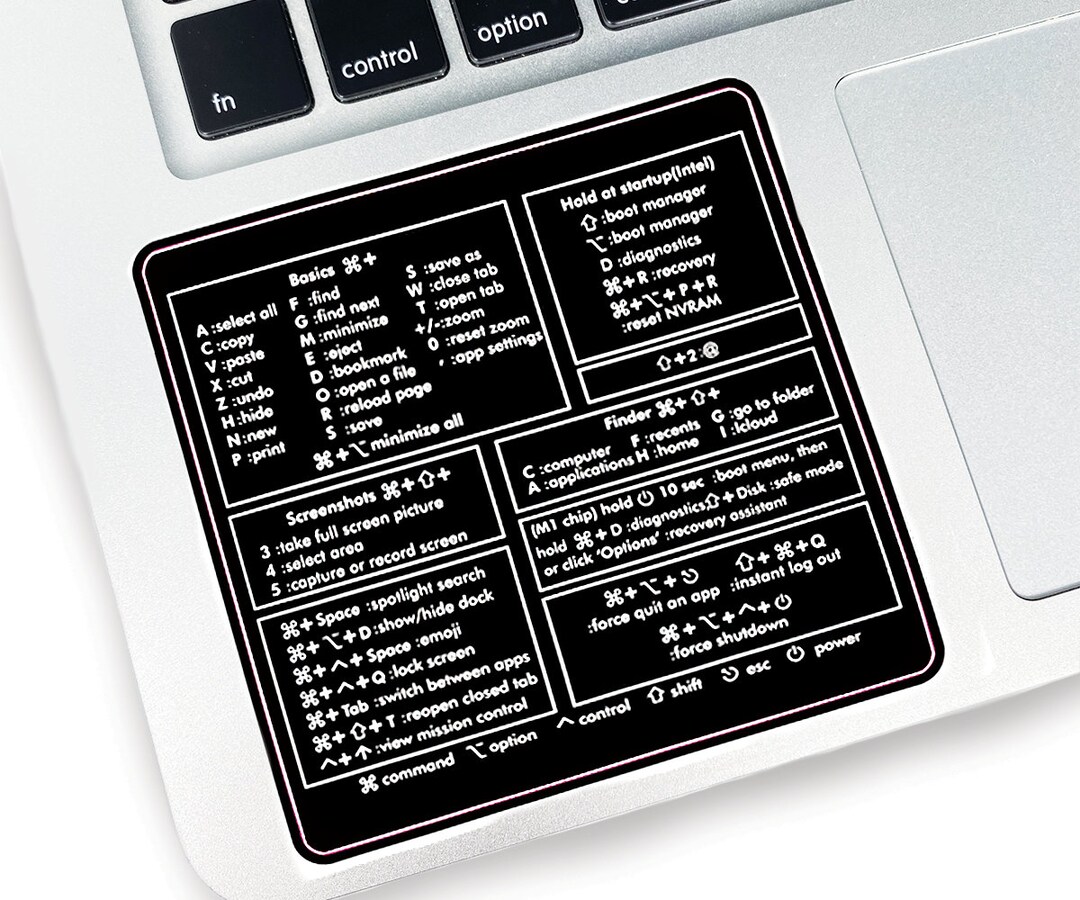 Black Shortcut Sticker 3.3x3.3inch MacBook Pro/air Mac OS Monterey/big ...