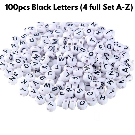100pcs Black Letters 7mm/0.27in 4 Full Alphabet A-Z Perfect for