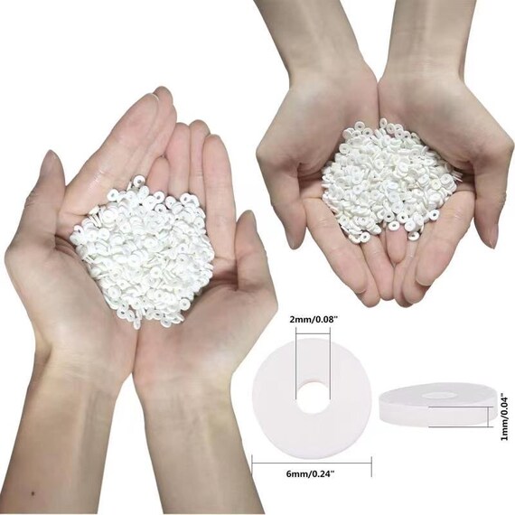 4000 White Clay Beads for Bracelet Making Kit Flat Round Polymer