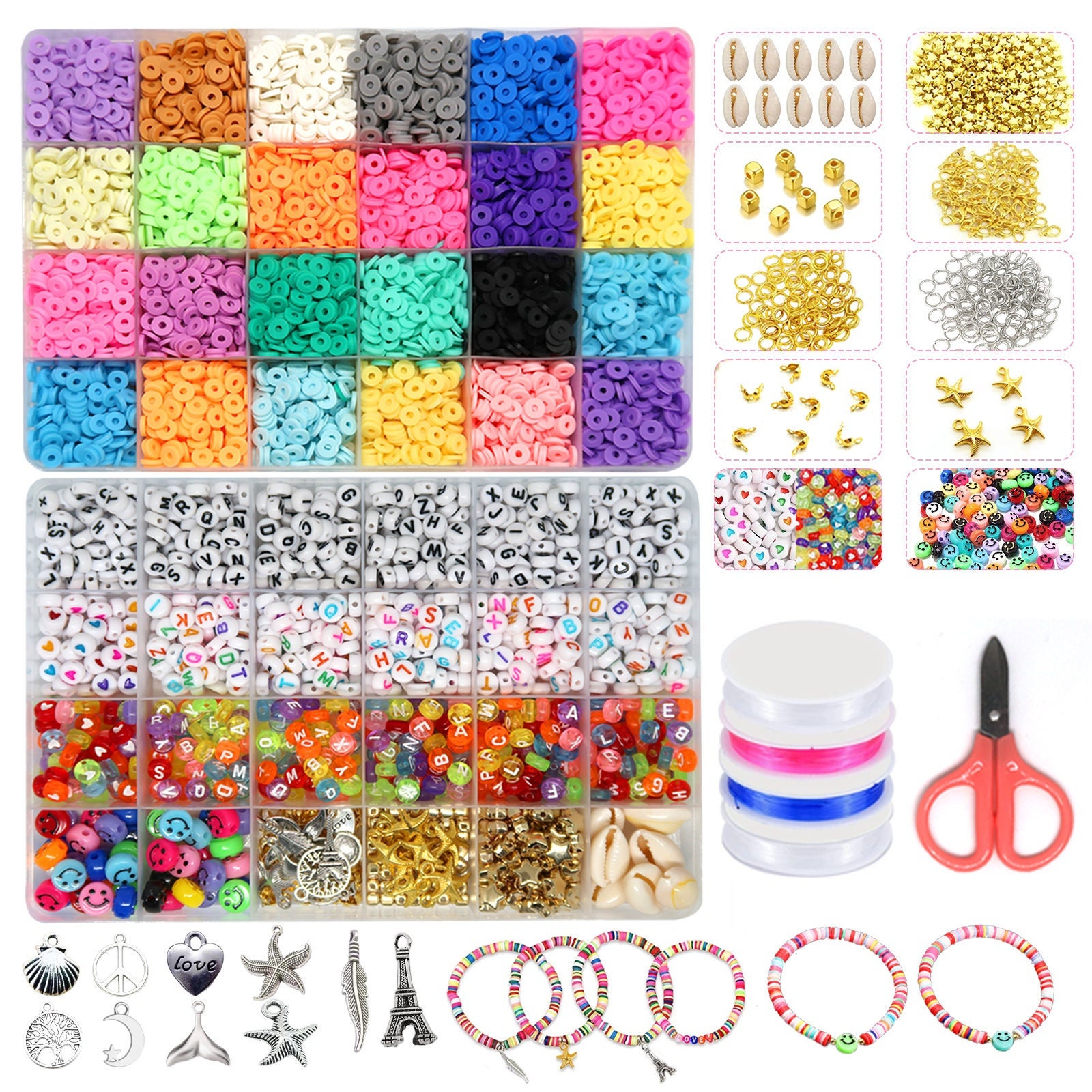 4600 PCS Clay Beads Bracelet Making Kits 24 Colors Beads Supplies