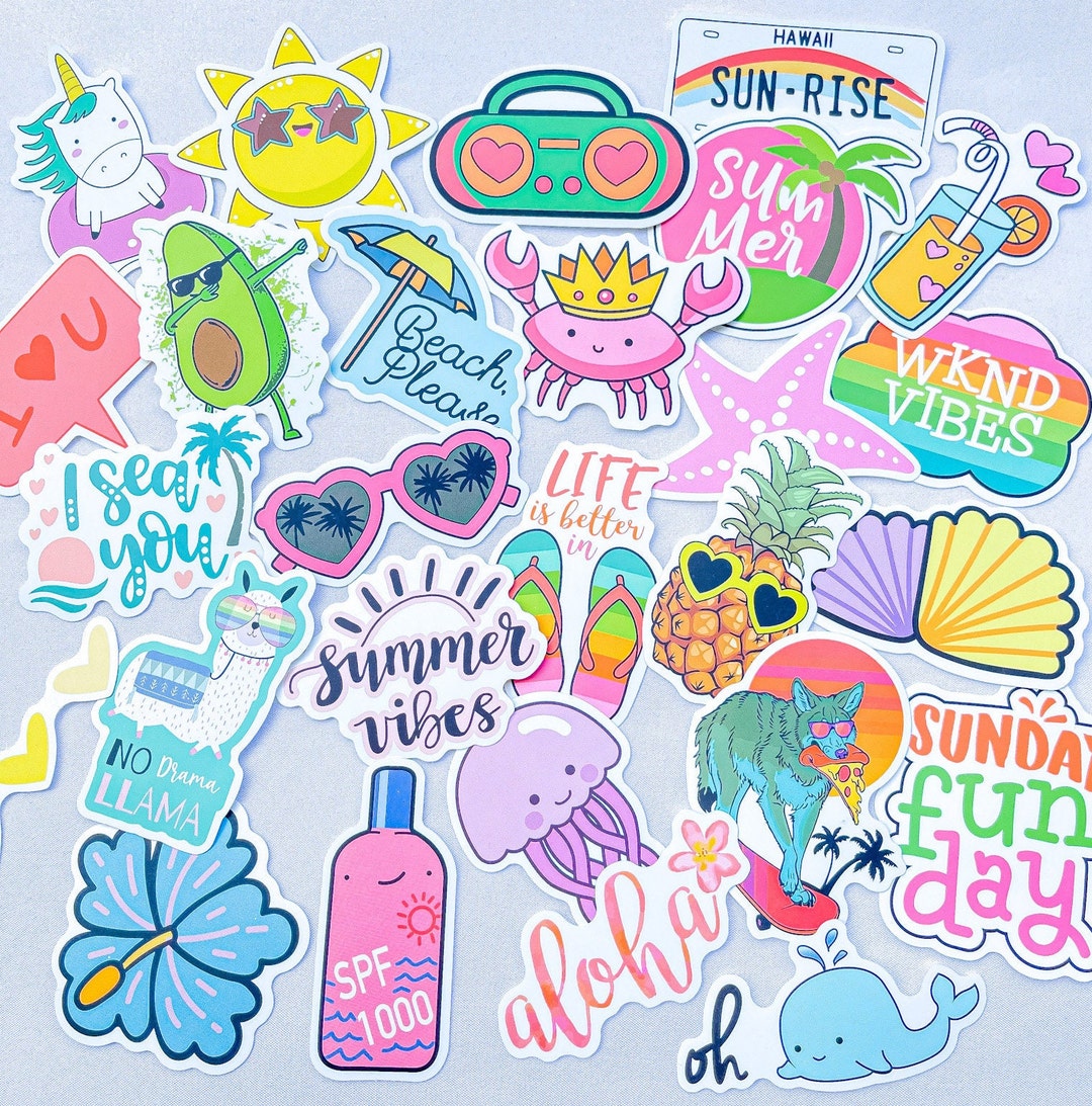 100 Beach Stickers Pack Summer Water Bottle Stickers Laptop Waterproof ...