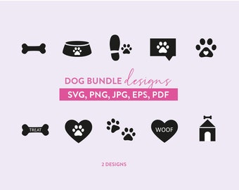 犬の SVG、犬のバンドル SVG バンドル、犬の骨、犬の足跡、犬のハート SVG、足跡 SVG、足跡の SVG