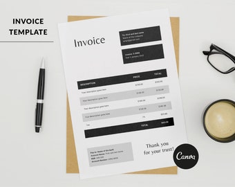 印刷可能な請求書テンプレート | 編集可能なビジネス注文書（Canva）