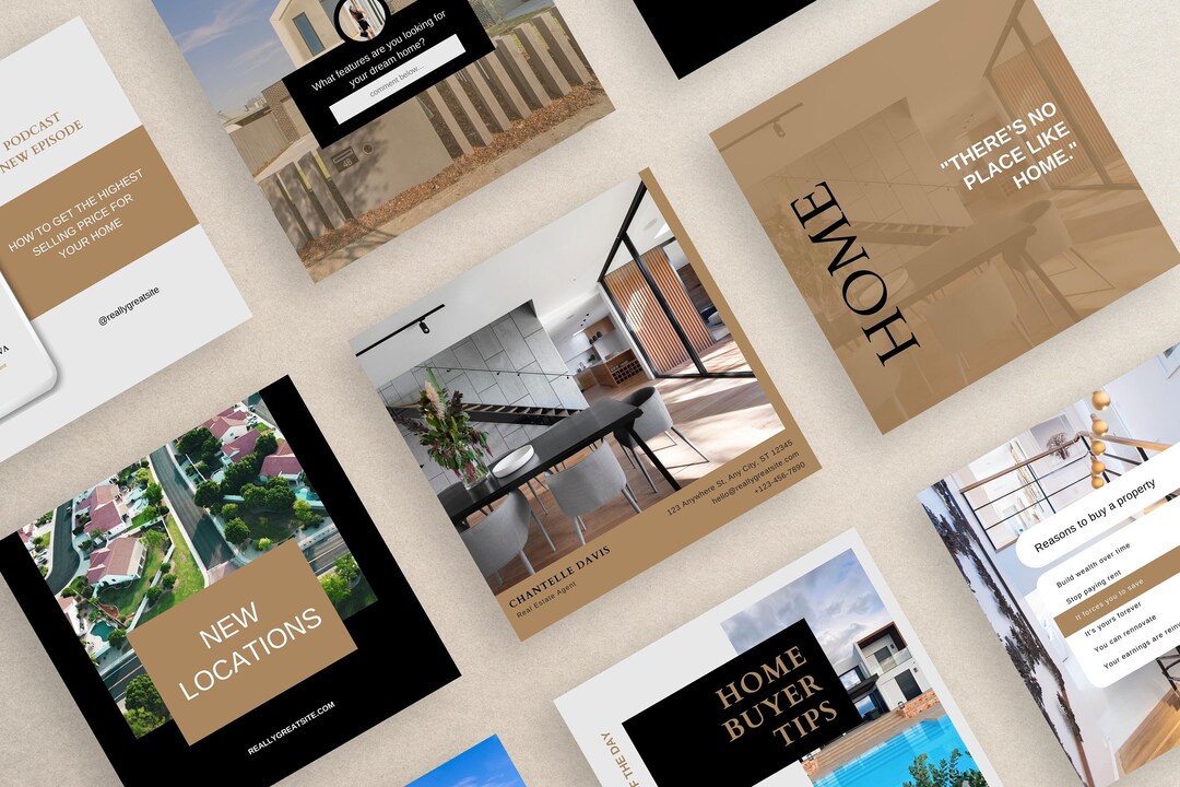 20 Minimal Modern Real Estate Instagram Posts Canva Templates, Real ...