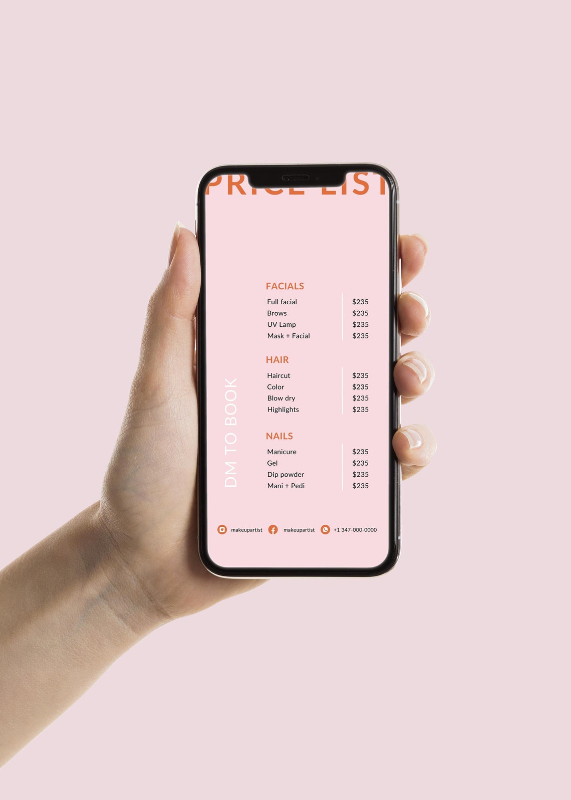Minimalist Digital Price List Template Instagram Price List IG Stories