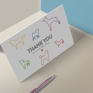 Printable Dog Thank You Card 3 Colors Included - Etsy
