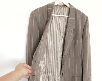 Italian vintage blazer lined pinstripe button up jacket for women us 6 uk 10 it 42 oversize blazers