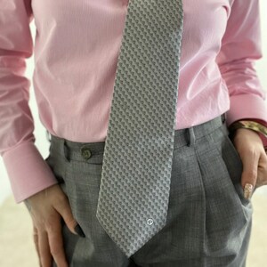 VERSACE vintage necktie silver grey black silk tie, unisex