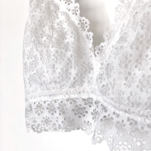Vintage bra white lace lingerie underwear crop top