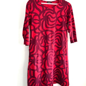 MARIMEKKO vintage red dress, cotton tunic, size S