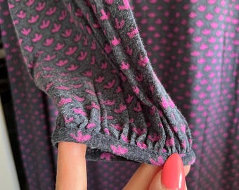 Vintage MARIMEKKO Maxi Dress, Amaryllis Print, Long Sleeve (Size M)