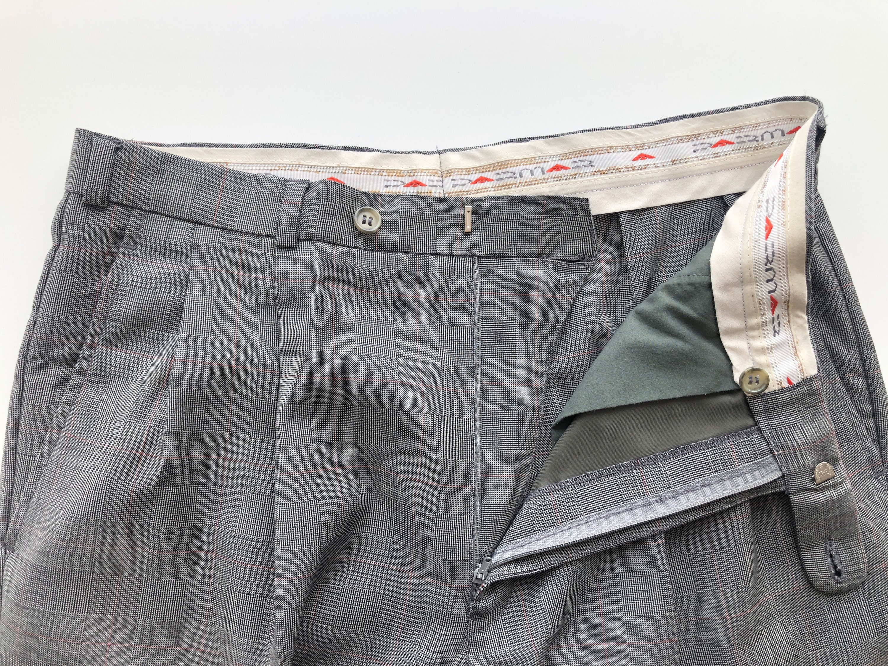 Vintage Grey Check Pants With Pockets Trousers, Size L, Xl, Large