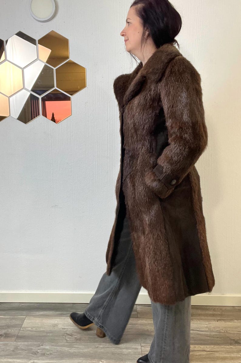 Vintage Norwegian Real Fur Suede Coat: Women's Retro Overcoat (S/M) image 10
