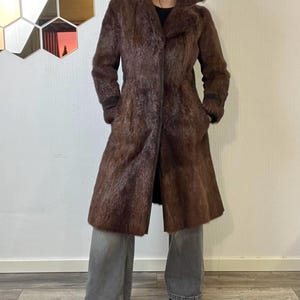 Vintage Norwegian Real Fur Suede Coat: Women's Retro Overcoat (S/M) image 6