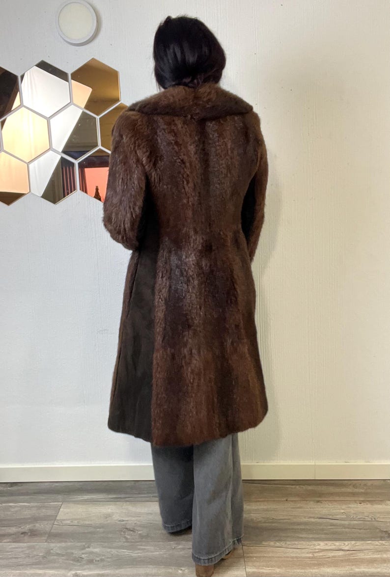 Vintage Norwegian Real Fur Suede Coat: Women's Retro Overcoat (S/M) image 7