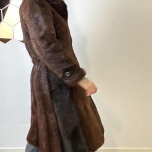 Vintage Norwegian Real Fur Suede Coat: Women's Retro Overcoat (S/M) image 4