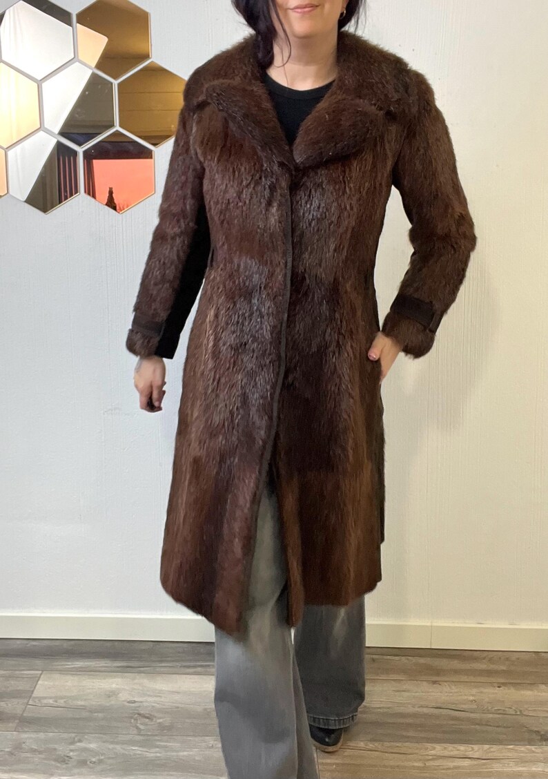 Vintage Norwegian Real Fur Suede Coat: Women's Retro Overcoat (S/M) image 11