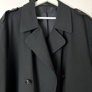 Vintage Finland trench coat black double breasted lined overcoat size 52 ( xl, 2xl ), oversized unisex, Arvotex