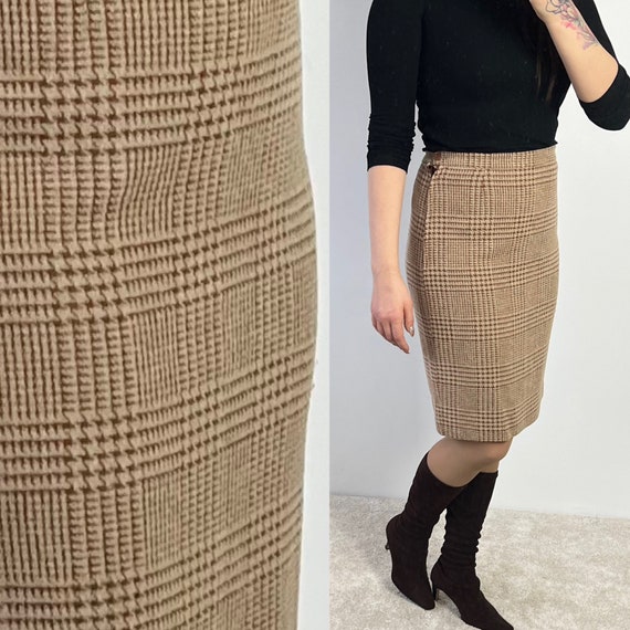 ESCADA vintage brown beige pencil skirt size m l … - image 2