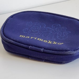 MARIMEKKO ヴィンテージポーチ、ネイビーブルーのカード用小銭入れ、トカゲ柄の小さなマネーウォレット、イヤホン用ジッパー付きポケット